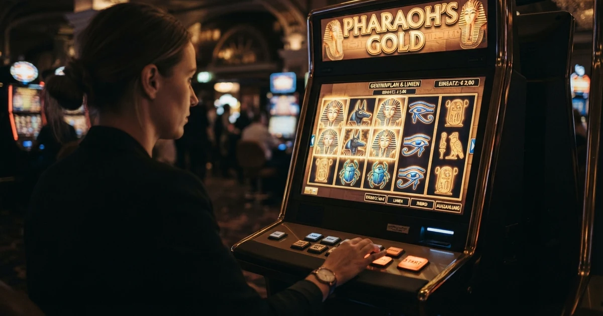 Ein Spielautomat mit fünf Walzen im altägyptischen Stil, goldene Symbole vor einem Tempelhintergrund, das Logo „Legacy of Dead“ leuchtet über den Walzen