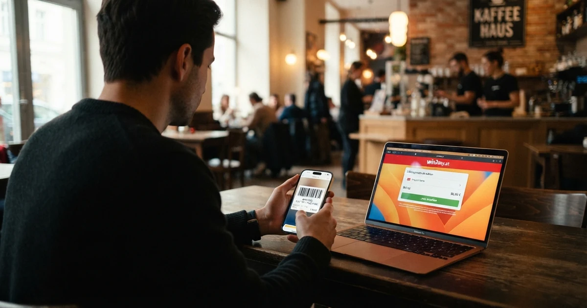 Ein Smartphone zeigt einen CashtoCode-Barcode neben dem geöffneten Kassenbereich eines Online-Casinos