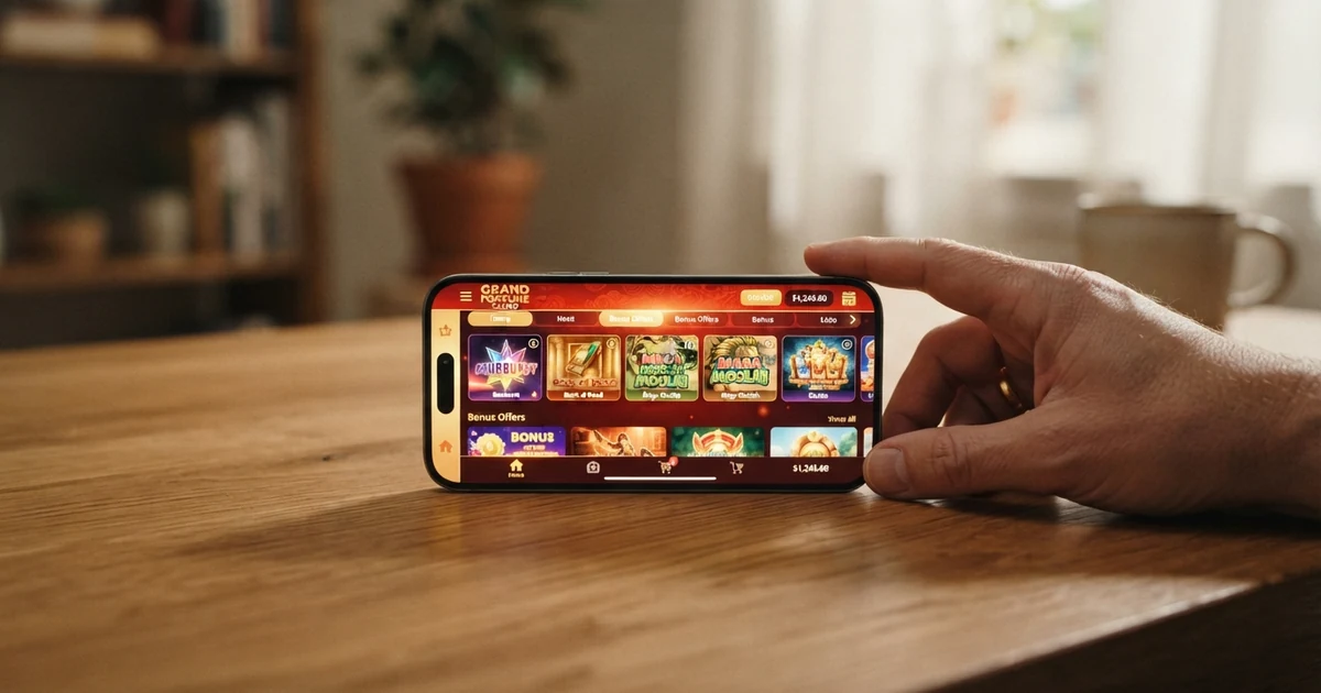 Eine digitale Geldbörse auf einem Smartphone-Bildschirm neben der Oberfläche eines Online Casinos — dazwischen ein durchgestrichenes Verbindungssymbol