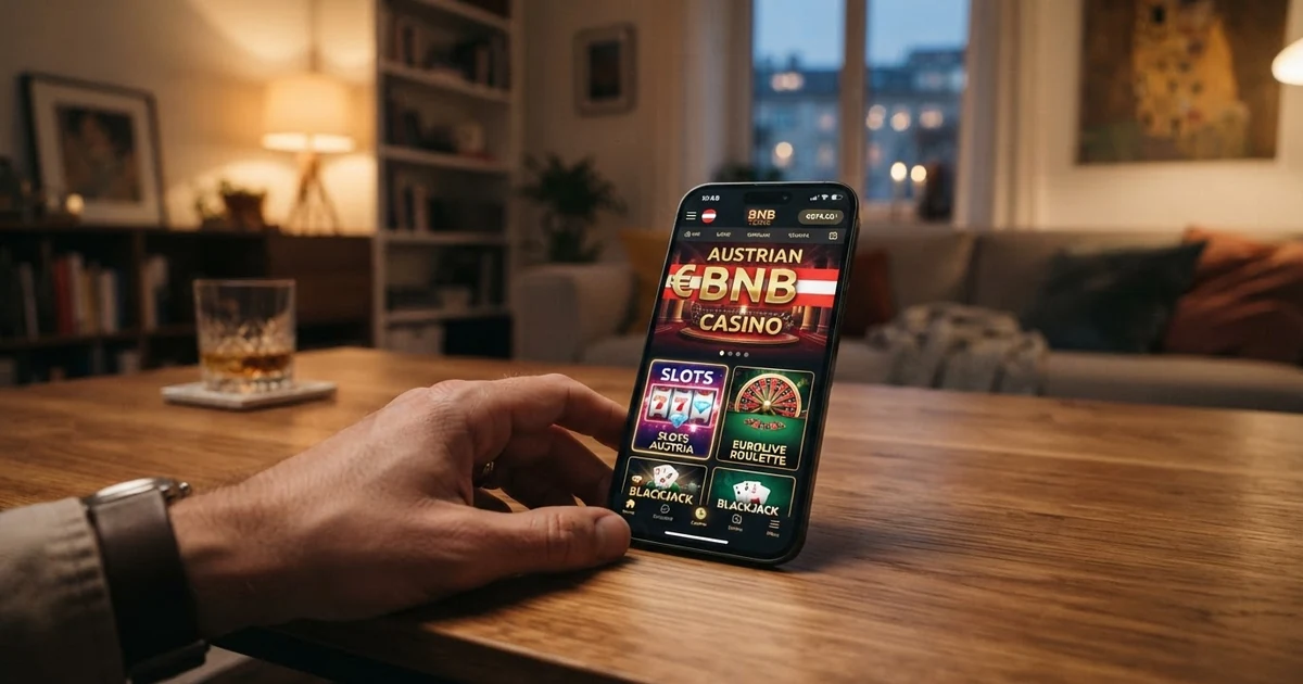 BNB-Casino-Startseite mit Willkommensbonus-Angebot und Krypto-Einzahlungsoption auf dem Smartphone-Display