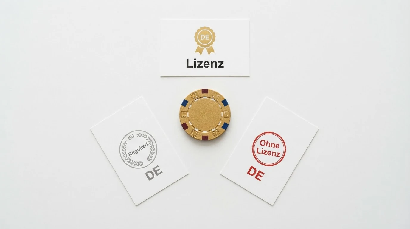 Übersichtliche Darstellung mehrerer Casino-Logos mit einem hervorgehobenen österreichischen Lizenzsiegel