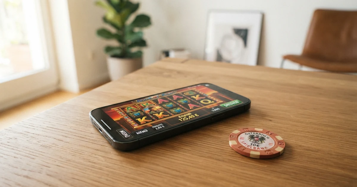 Eine Illustration, die das Konzept eines Online-Casinos ohne gesetzliches Einzahlungslimit in Österreich darstellt — mit visuellen Elementen wie einem Casino-Interface ohne Limit-Anzeige und österreichischen Symbolen wie der rot-weiß-roten Flagge oder dem Bundesadler.