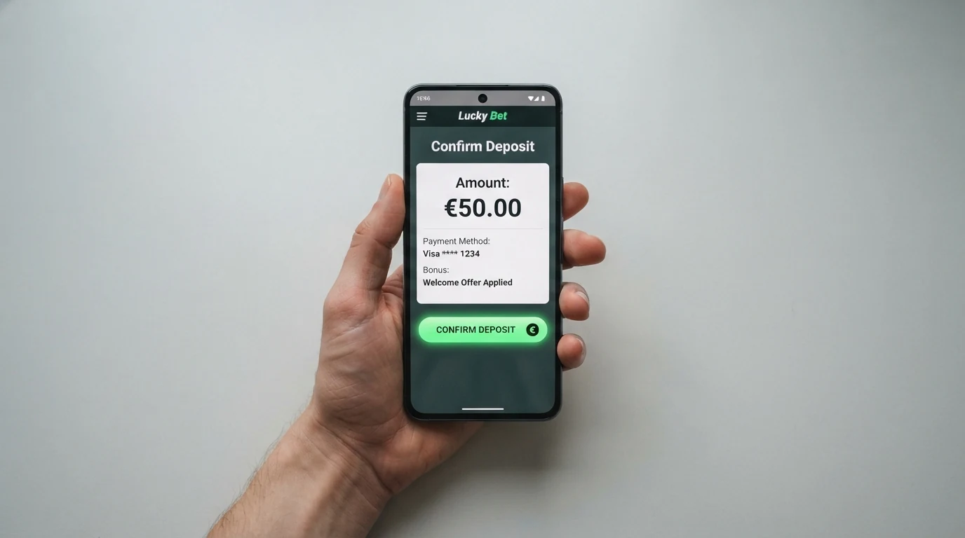 Ein vereinfachtes Schema des Google-Pay-Einzahlungsvorgangs: Handy mit Fingerabdruck-Symbol, Pfeil zum Casino-Spielerkonto, durchgestrichener Rückweg-Pfeil für die Auszahlung