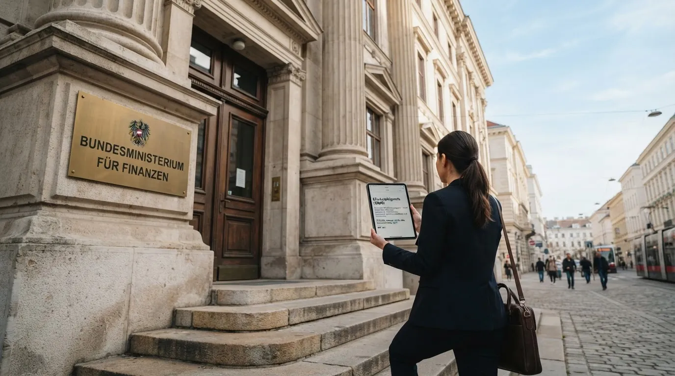 Die Fassade des Bundesministeriums für Finanzen in Wien, Sitz der Glücksspiel-Regulierungsbehörde