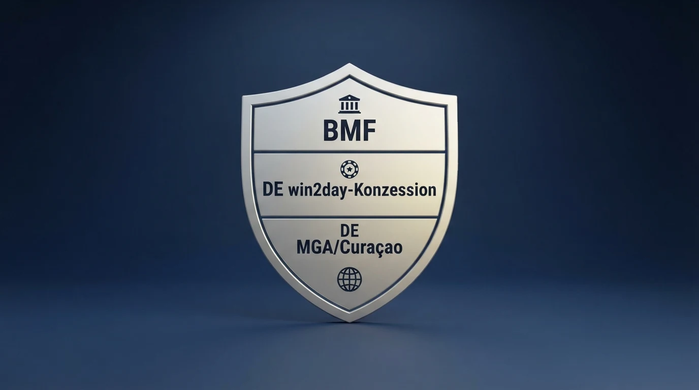 Ein vereinfachtes Diagramm der österreichischen Glücksspiel-Regulierungsstruktur: BMF, win2day-Konzession und der Status von MGA- und Curaçao-Lizenzen