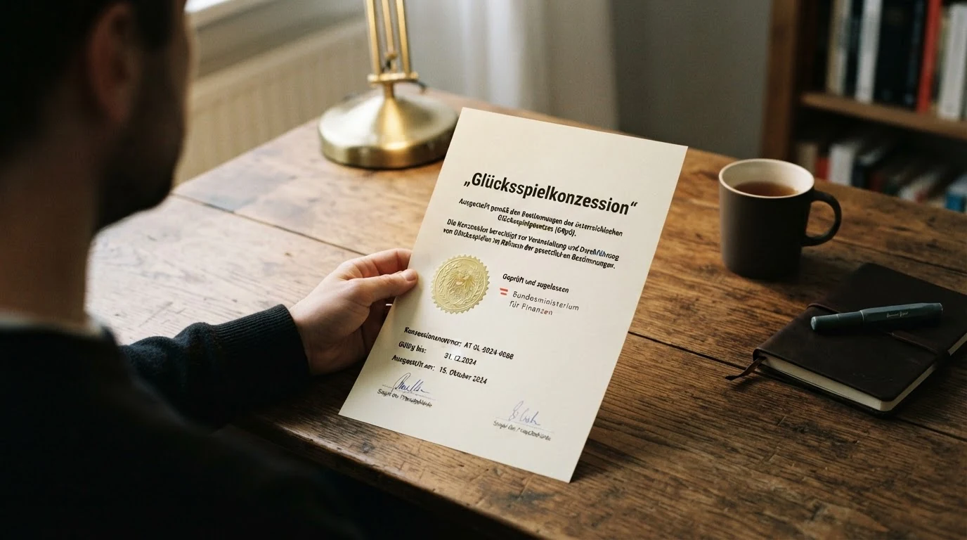 Offizielles Dokument mit Siegel des Bundesministeriums für Finanzen als Glücksspielaufsichtsbehörde