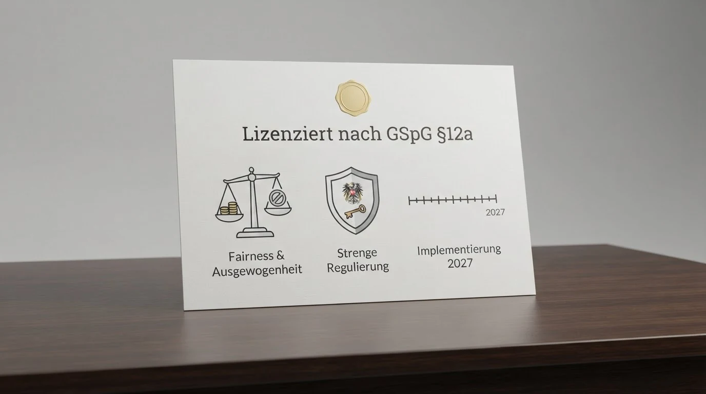 Offizielles Dokument des österreichischen Glücksspielgesetzes mit Paragrafenmarkierung und dem österreichischen Bundesadler auf dem Deckblatt