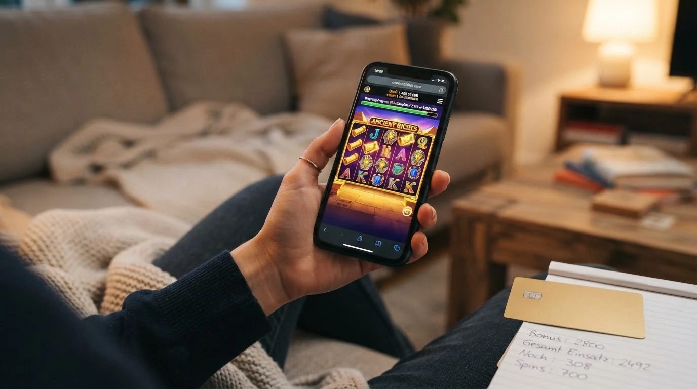 Fünf beliebte Spielautomaten — Book of Dead, Sweet Bonanza, Gates of Olympus, Starburst und Big Bass Bonanza — auf einem Handy-Bildschirm